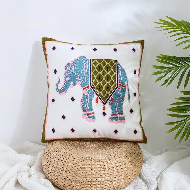 Boho farmhouse floral cream embroidered pillow covers living room
