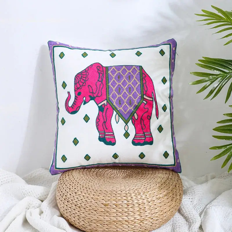 Boho farmhouse floral cream embroidered pillow covers living room
