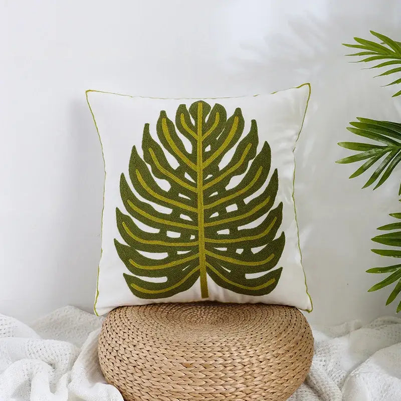 Boho farmhouse floral cream embroidered pillow covers living room
