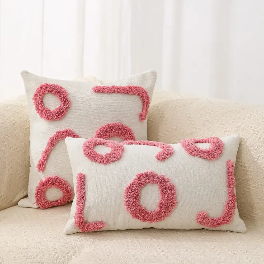 Boho geometric chenille embroidered pillow covers set living room