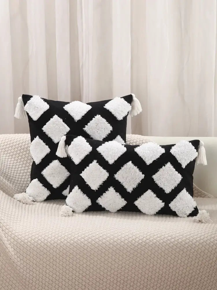 Boho geometric chenille embroidered pillow covers set living room