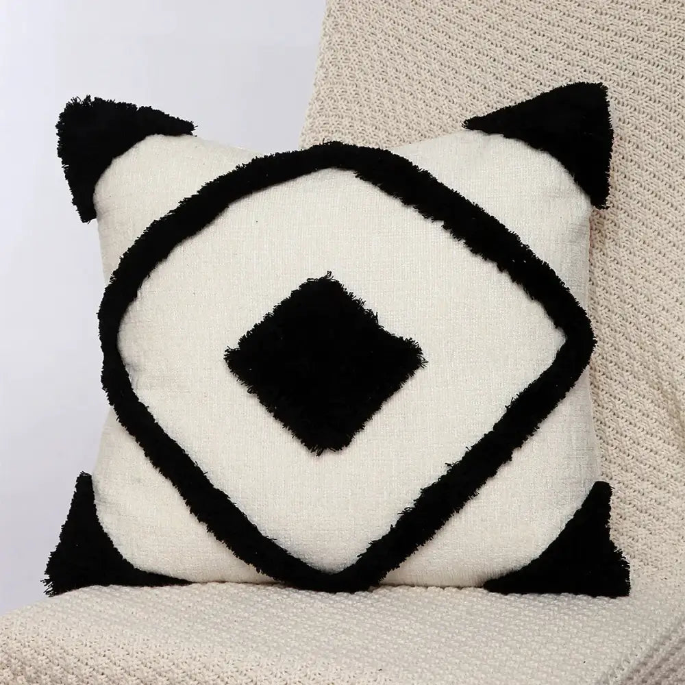 Boho geometric chenille embroidered pillow covers set living room