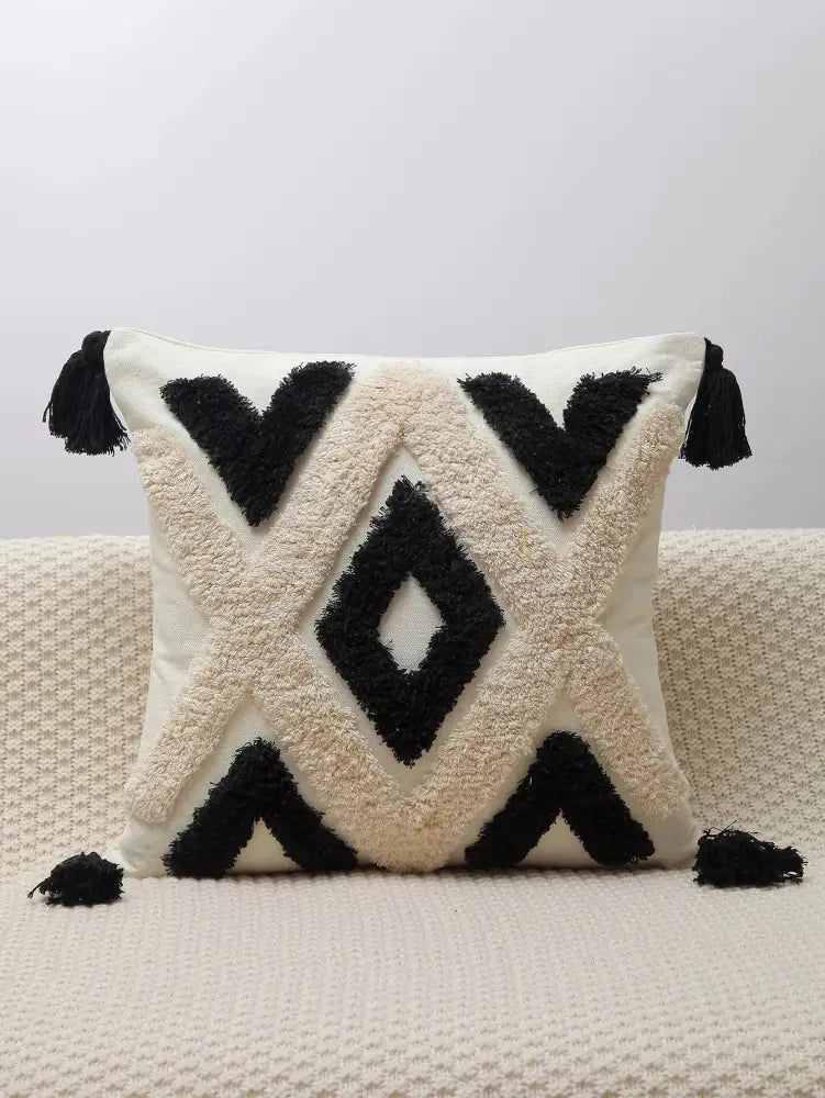 Boho geometric chenille embroidered pillow covers set living room