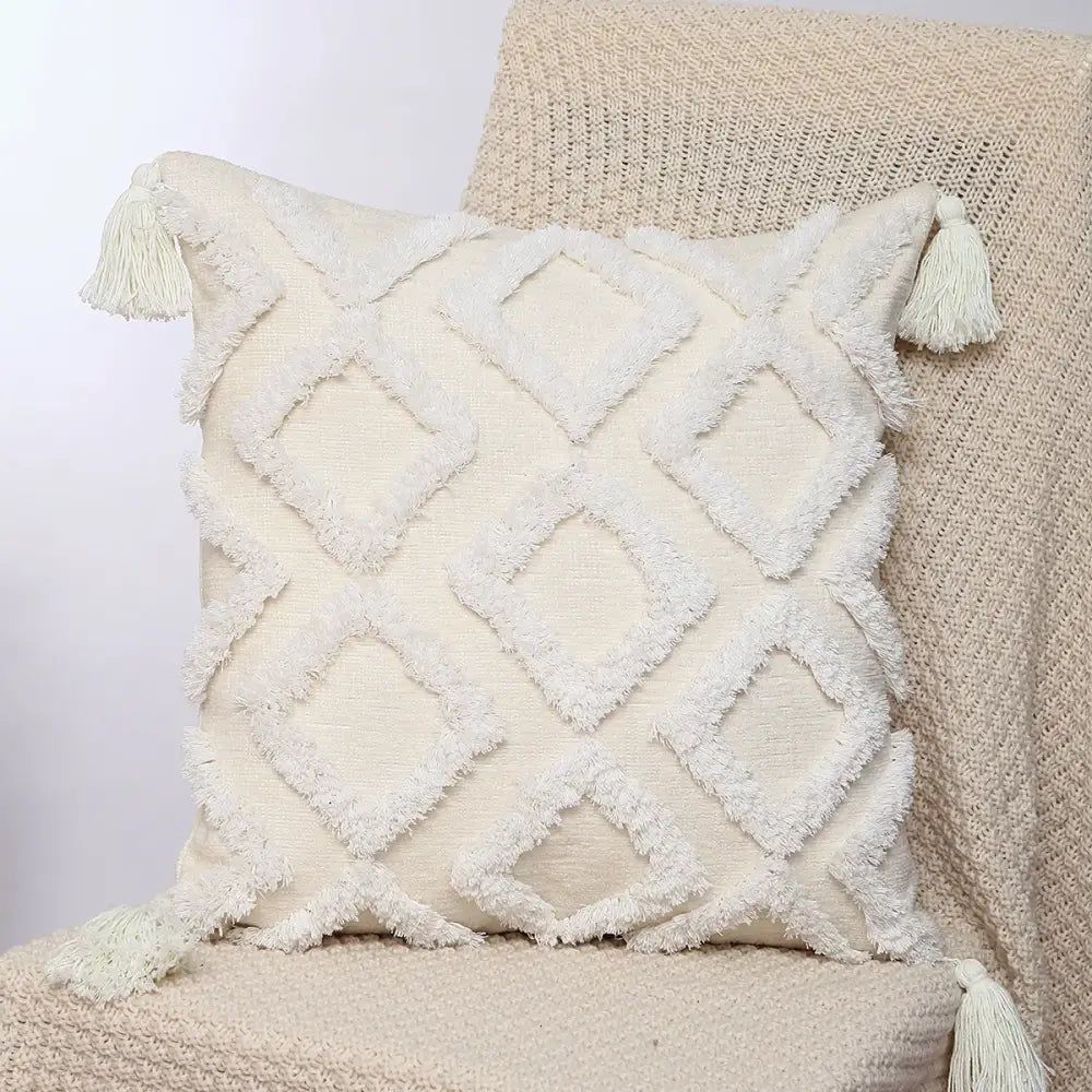 Boho geometric chenille embroidered pillow covers set living room