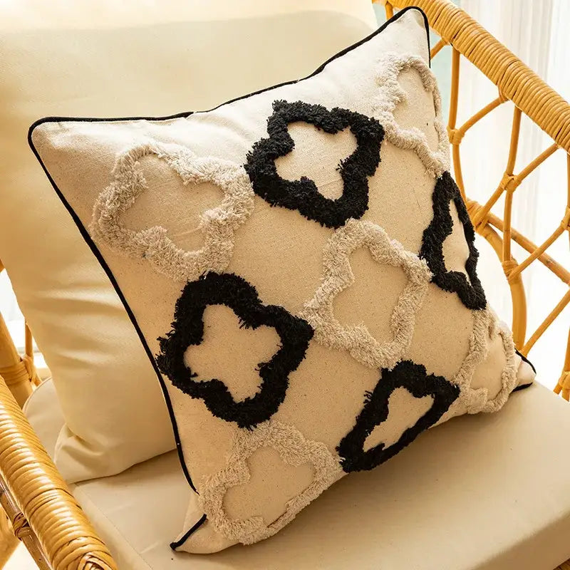 Boho geometric chenille embroidered pillow covers set living room