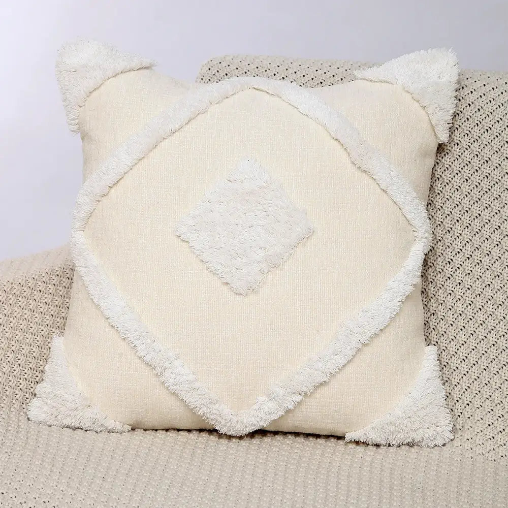 Boho geometric chenille embroidered pillow covers set living room