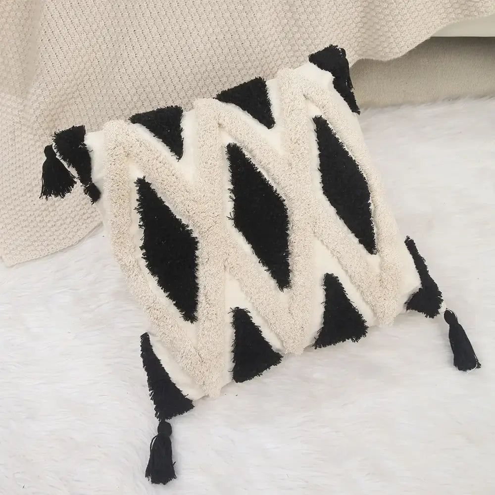 Boho geometric chenille embroidered pillow covers set living room