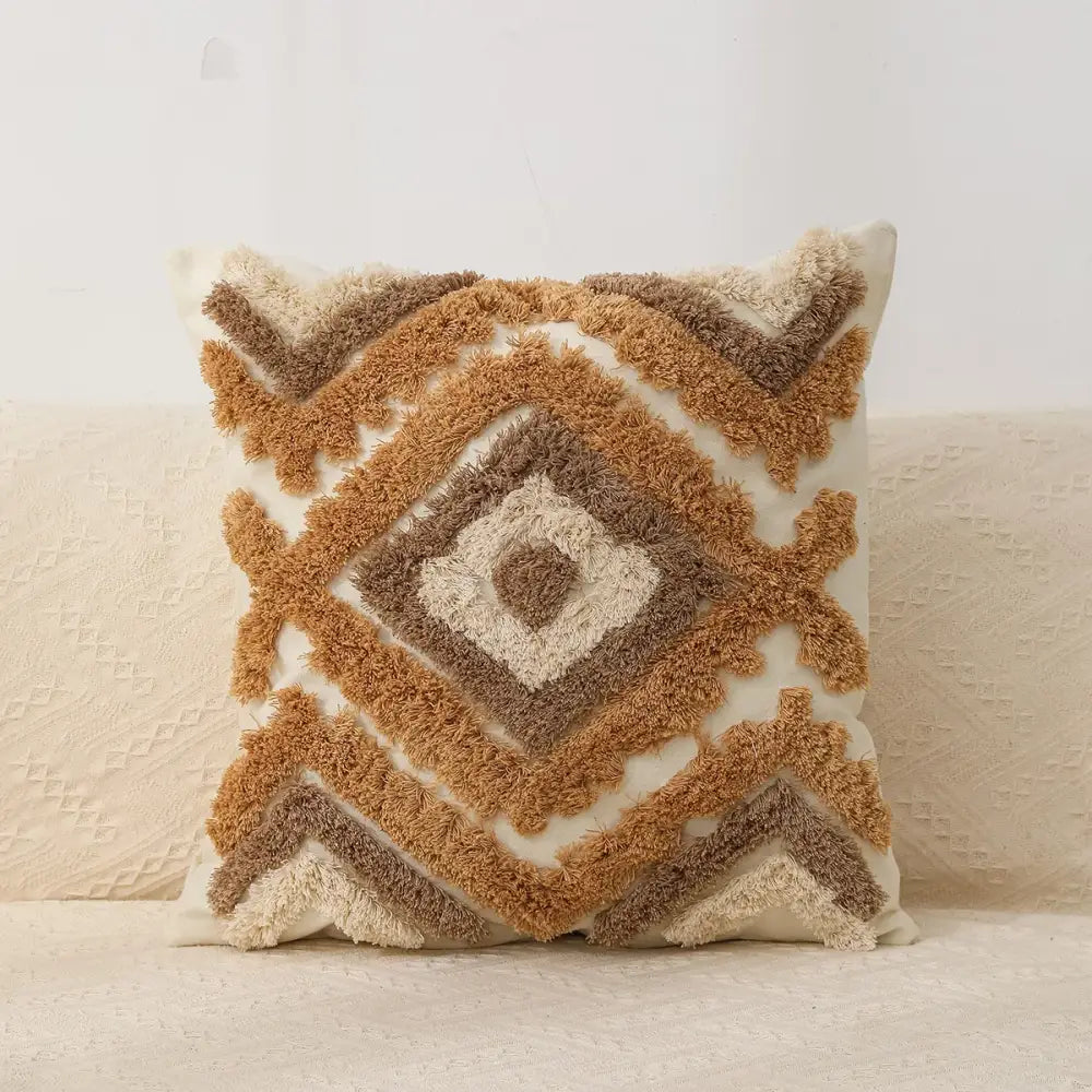 Boho geometric chenille embroidered pillow covers set living room