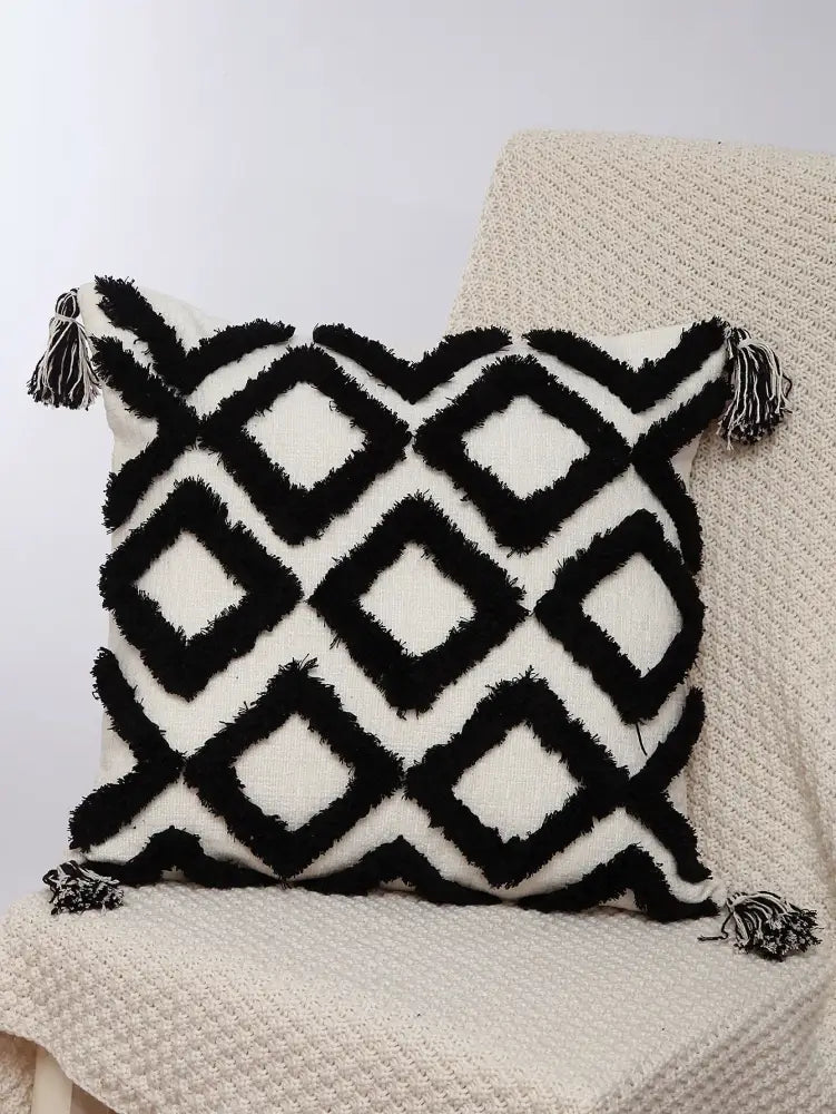 Boho geometric chenille embroidered pillow covers set living room