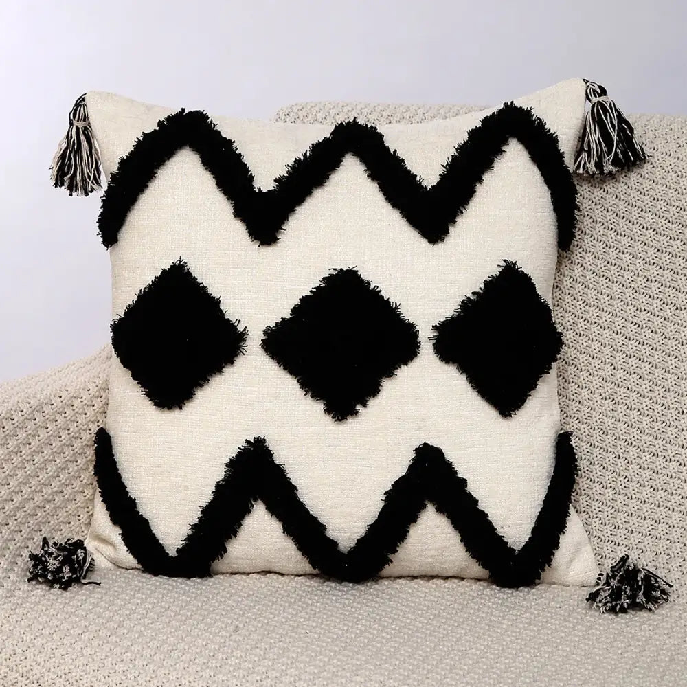 Boho geometric chenille embroidered pillow covers set living room