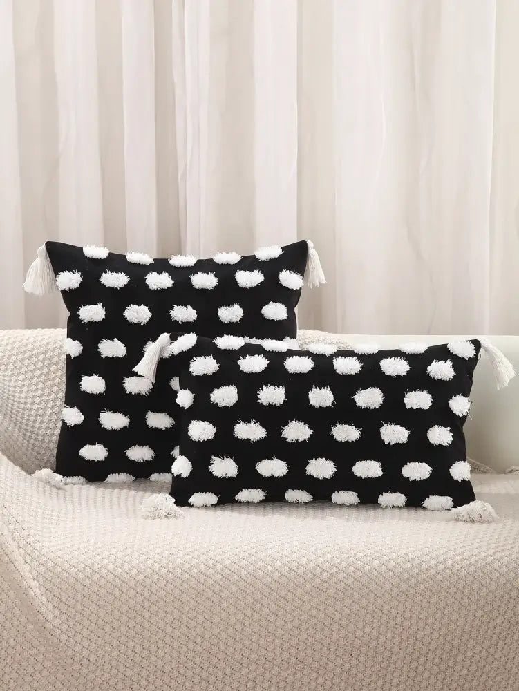 Boho geometric chenille embroidered pillow covers set living room
