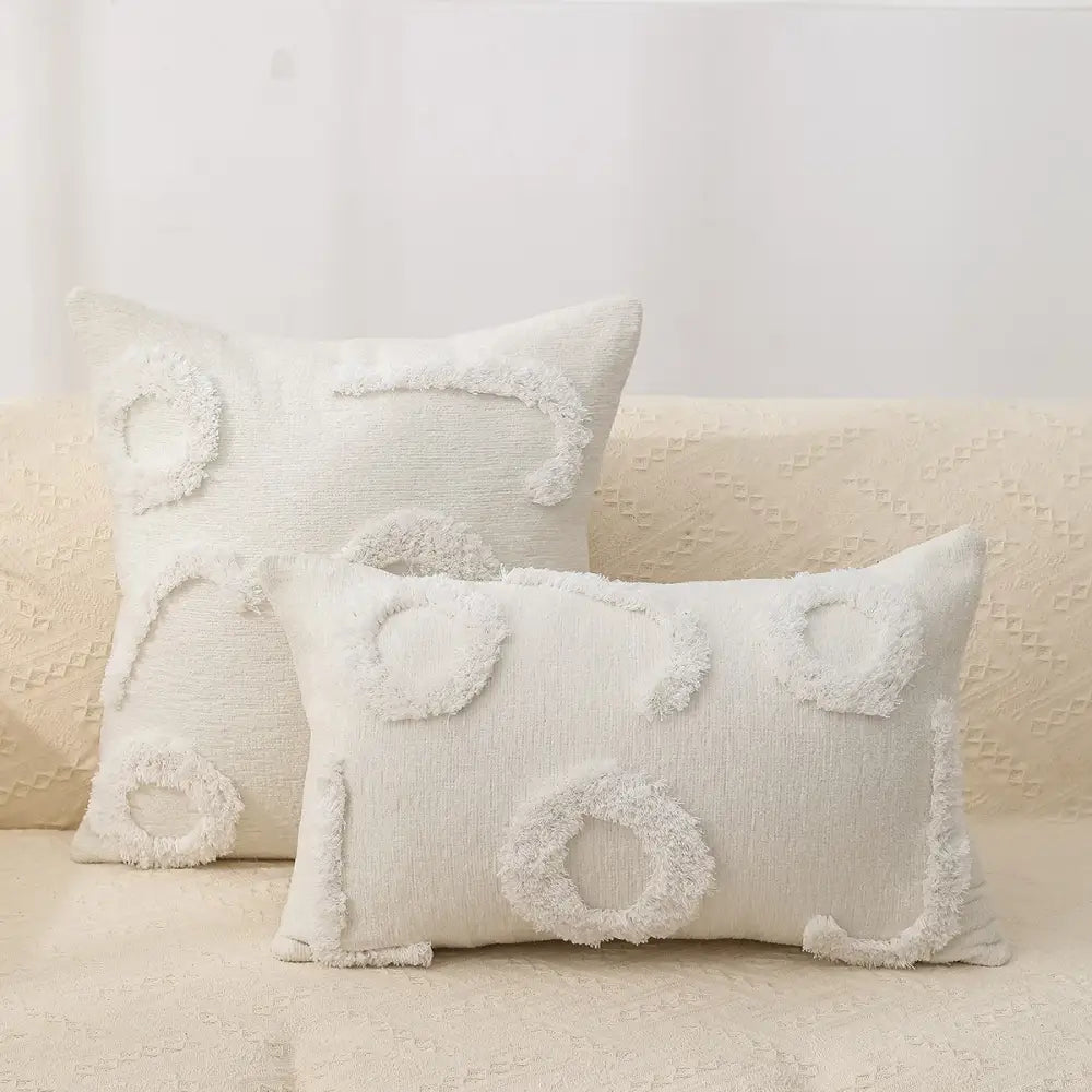 Boho geometric chenille embroidered pillow covers set living room