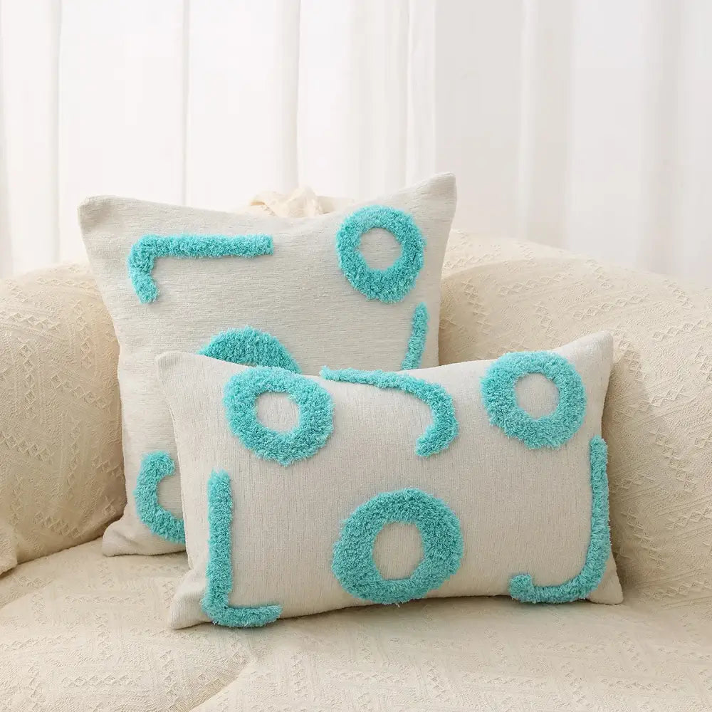 Boho geometric chenille embroidered pillow covers set living room