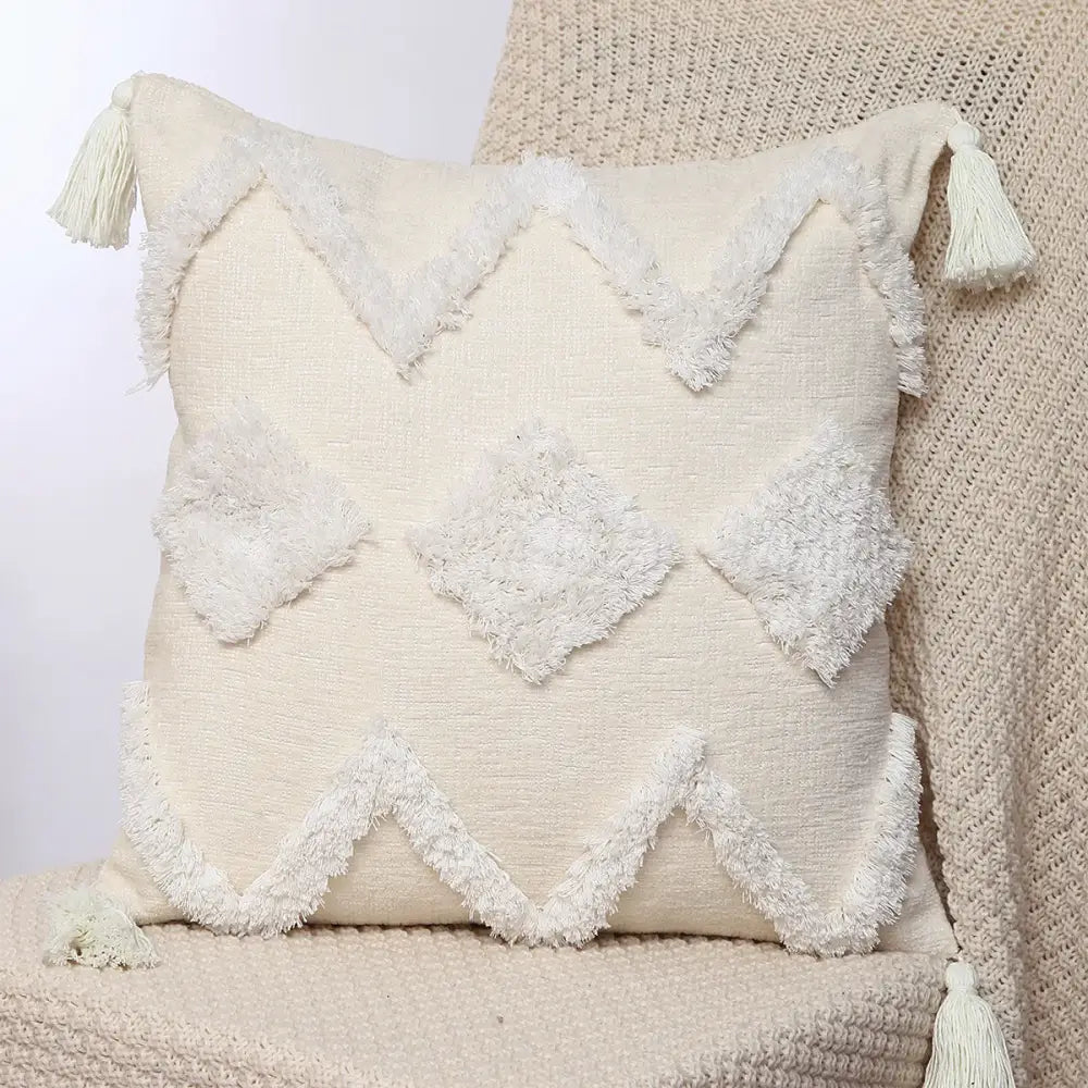 Boho geometric chenille embroidered pillow covers set living room