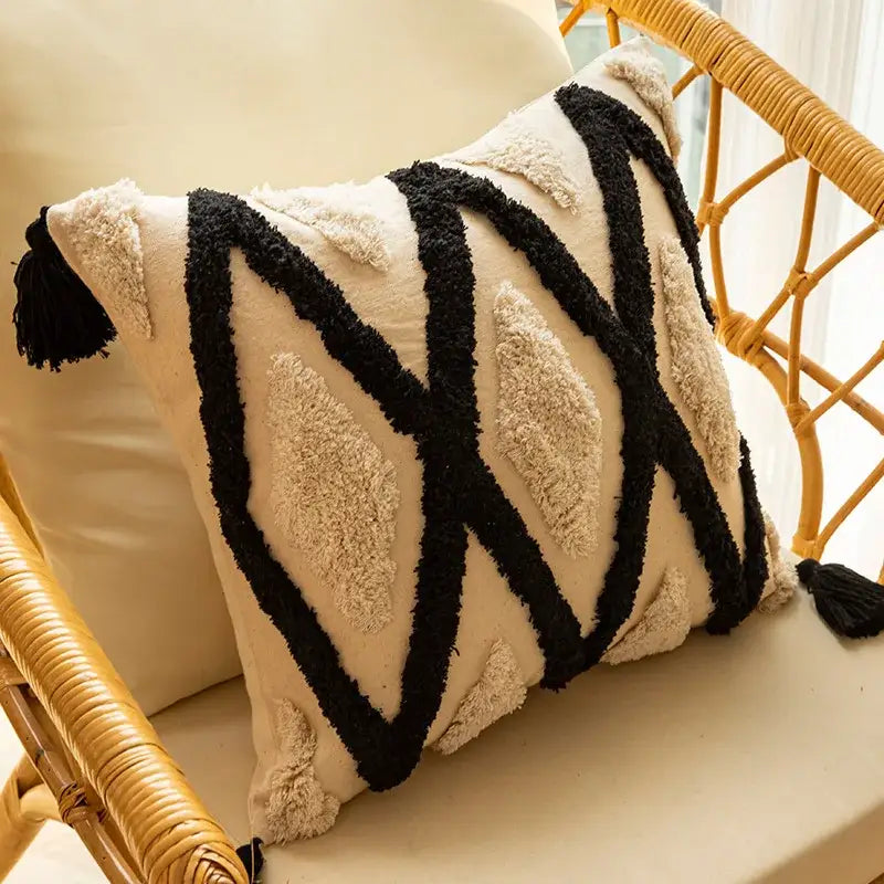 Boho geometric chenille embroidered pillow covers set living room