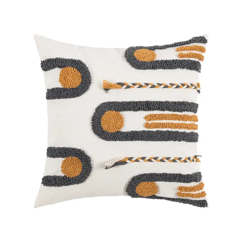 Boho geometric embroidered cotton cushion cover living room decor