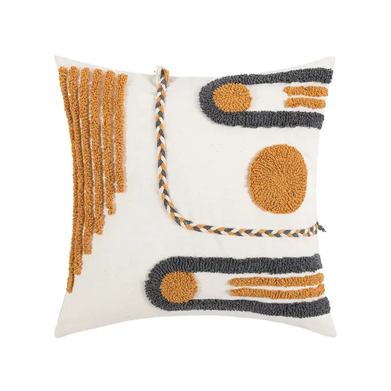Boho geometric embroidered cotton cushion cover living room decor