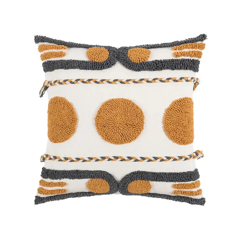 Boho geometric embroidered cotton cushion cover living room decor