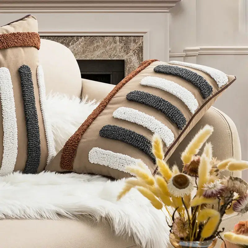 Boho geometric embroidery cushion cover living room throw pillow