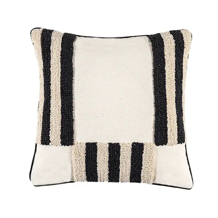Boho geometric tufted black & cream cushion cover living room decor