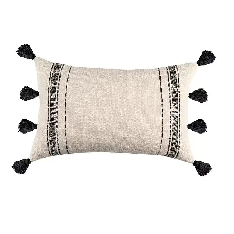Boho geometric tufted cushion cover cream & gray living room pillow