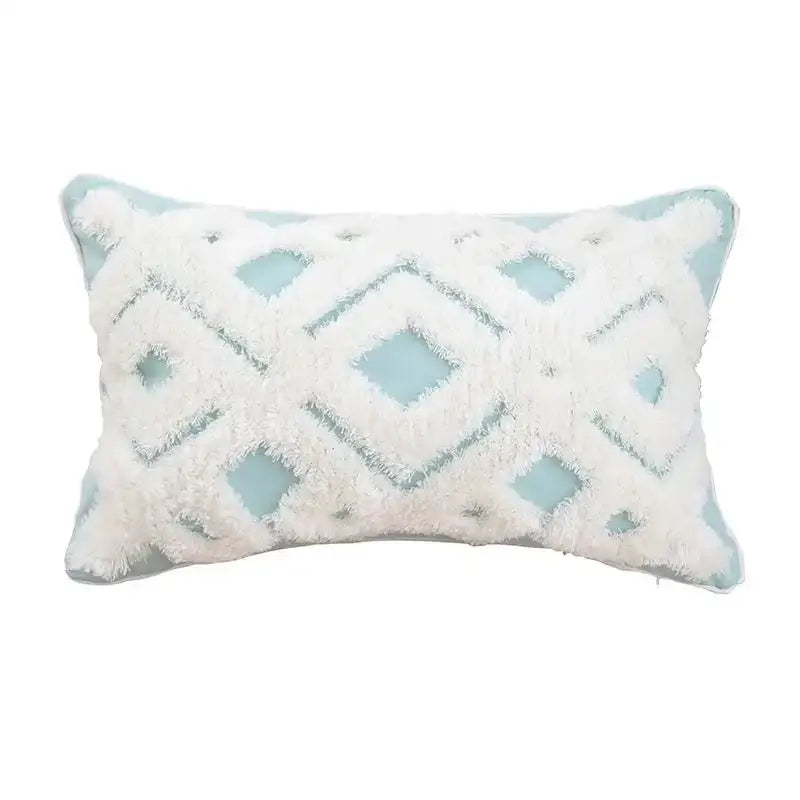 Boho geometric tufted cushion cover cream & gray living room pillow