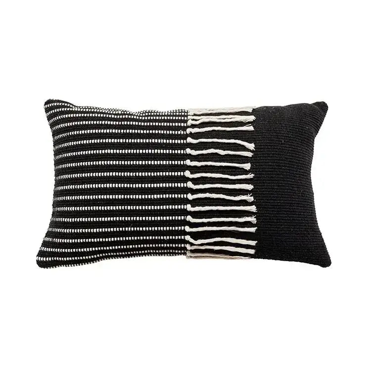 Boho geometric tufted cushion cover cream & gray living room pillow