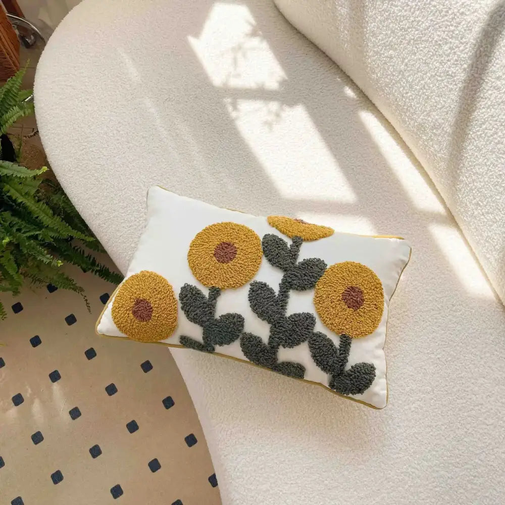 Boho geometric tufted cushion cover cream & gray living room pillow