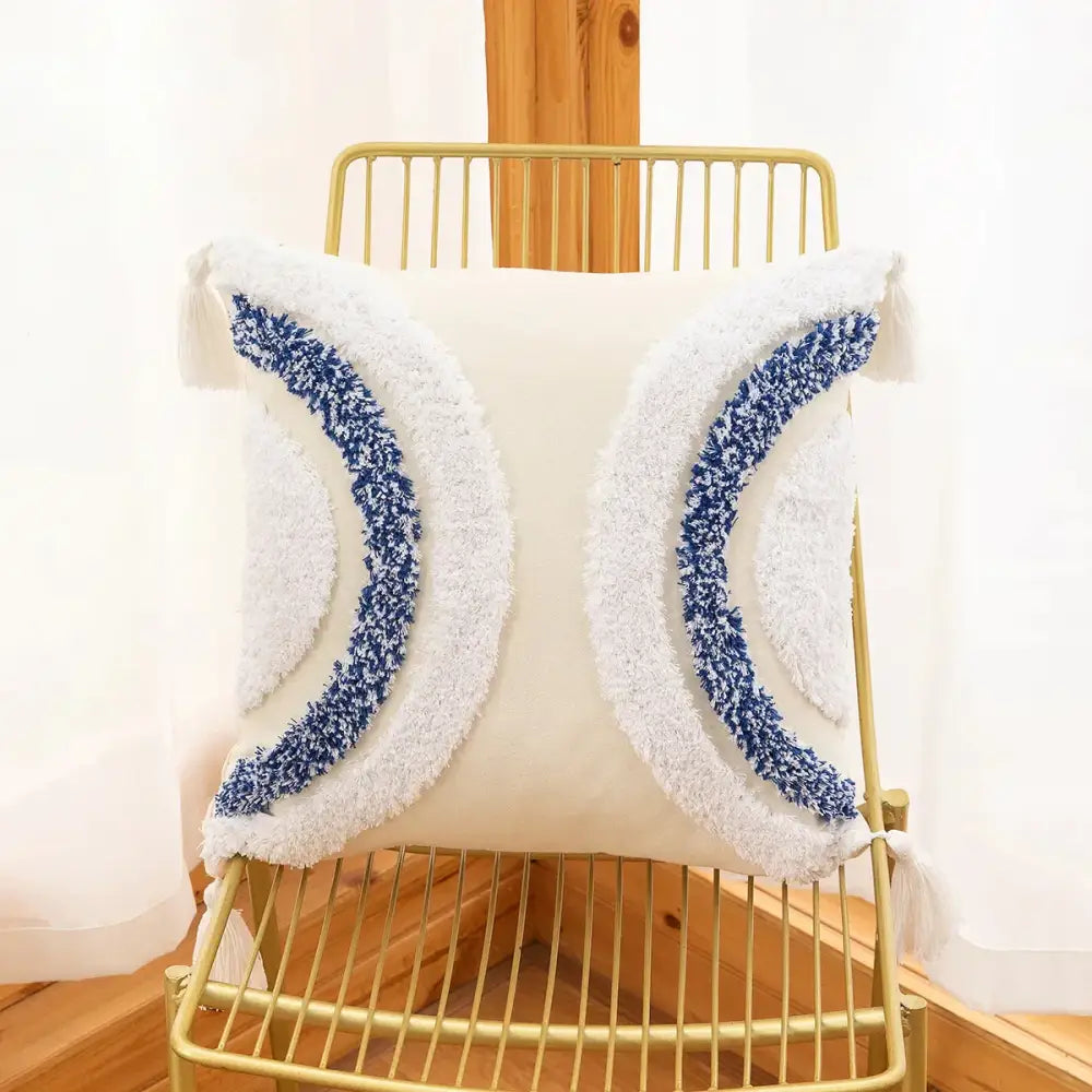 Boho geometric tufted embroidery cushion cover living room tassel decor