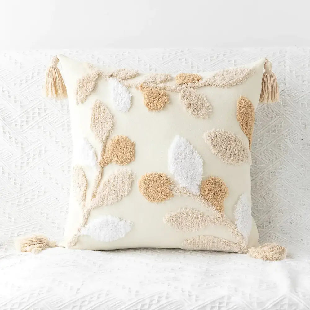 Boho geometric tufted embroidery cushion cover living room tassel decor