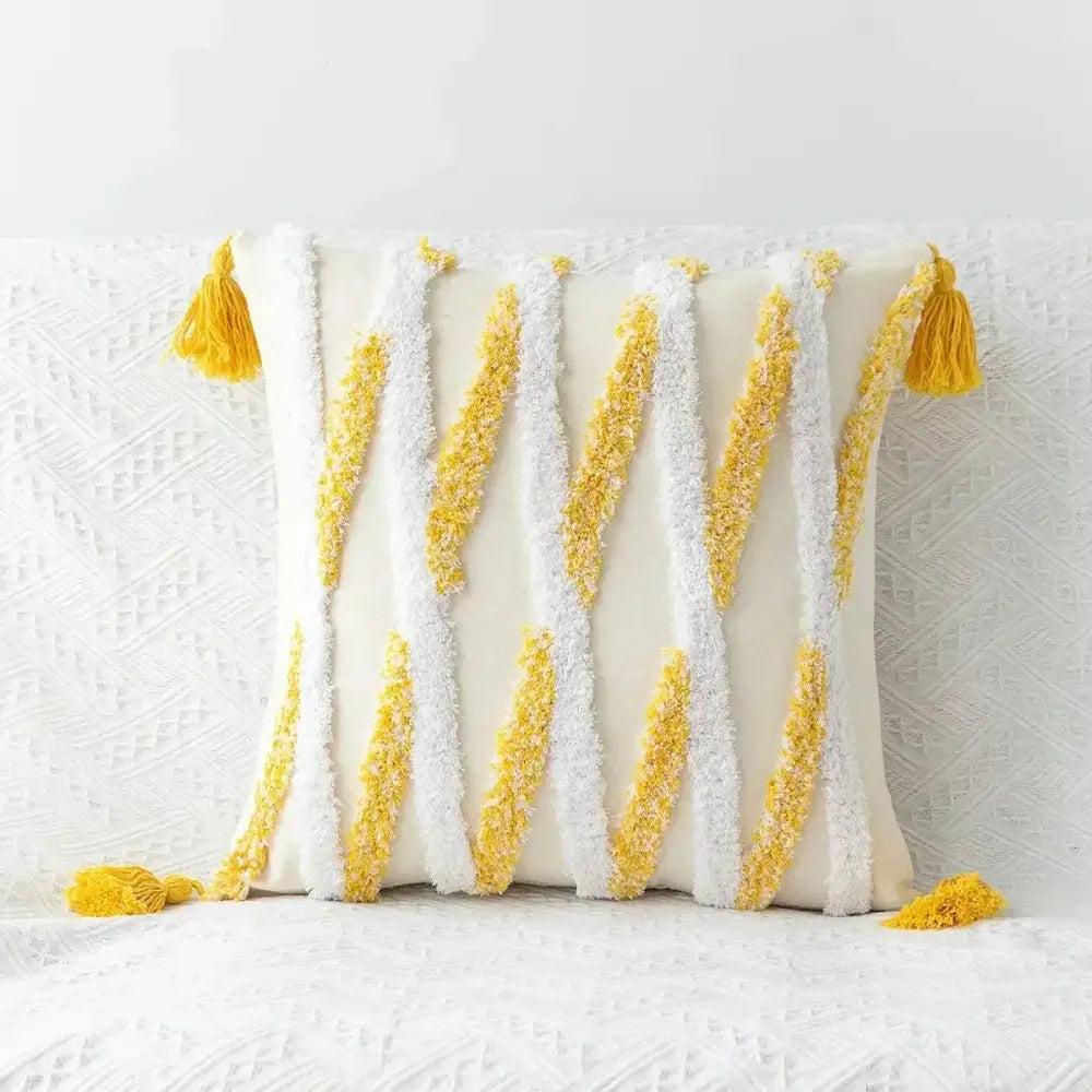 Boho geometric tufted tassel pillow cover living room set of 4