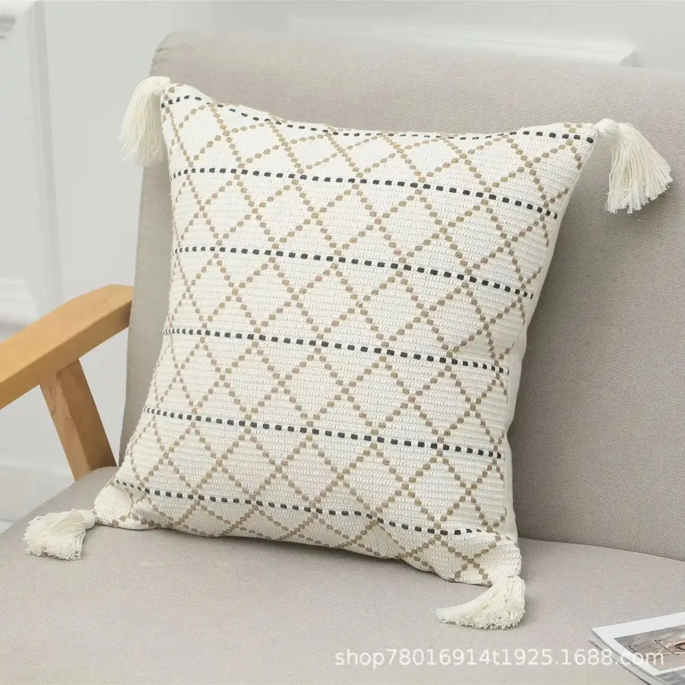 Boho geometric tufted tassel pillow cover living room set of 4