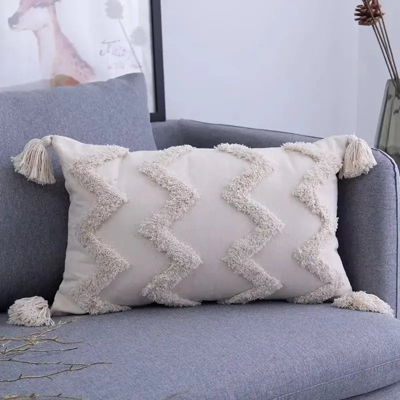 Boho geometric tufted tassel pillow cover living room set of 4