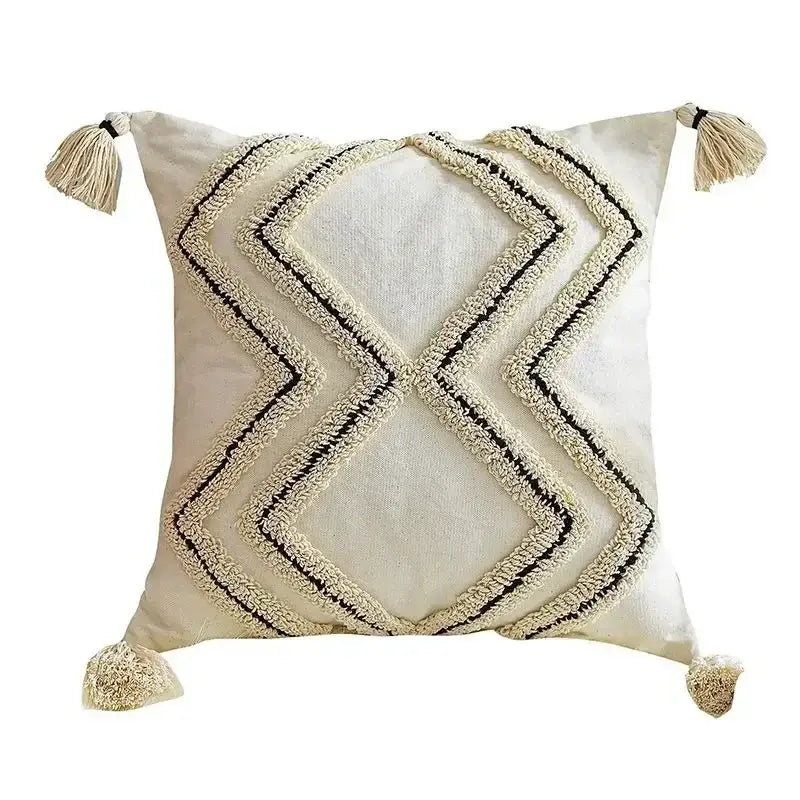 Boho geometric tufted tassel pillow cover living room set of 4