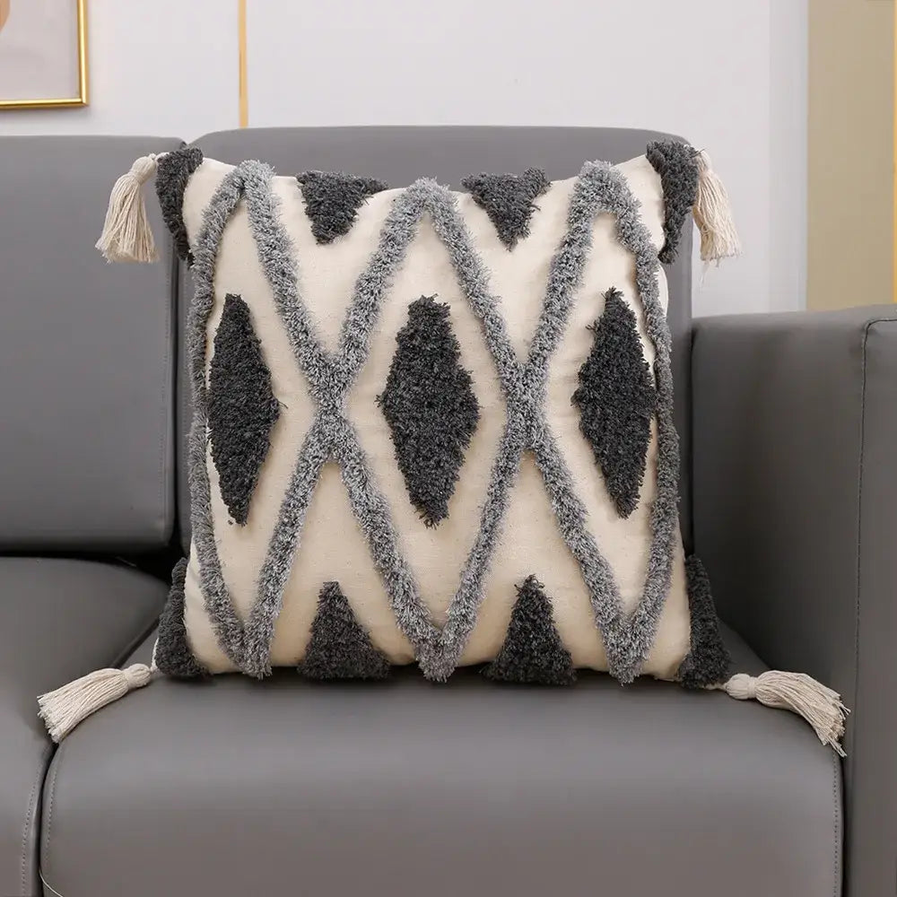 Boho geometric tufted tassel pillow cover living room set of 4