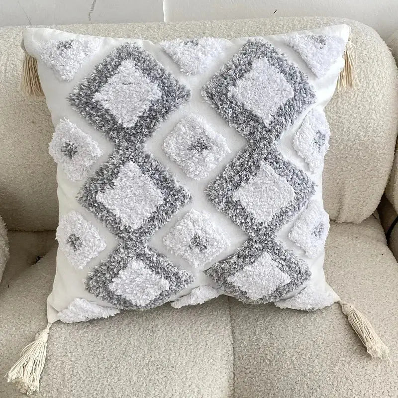 Boho geometric tufted tassel pillow cover living room set of 4