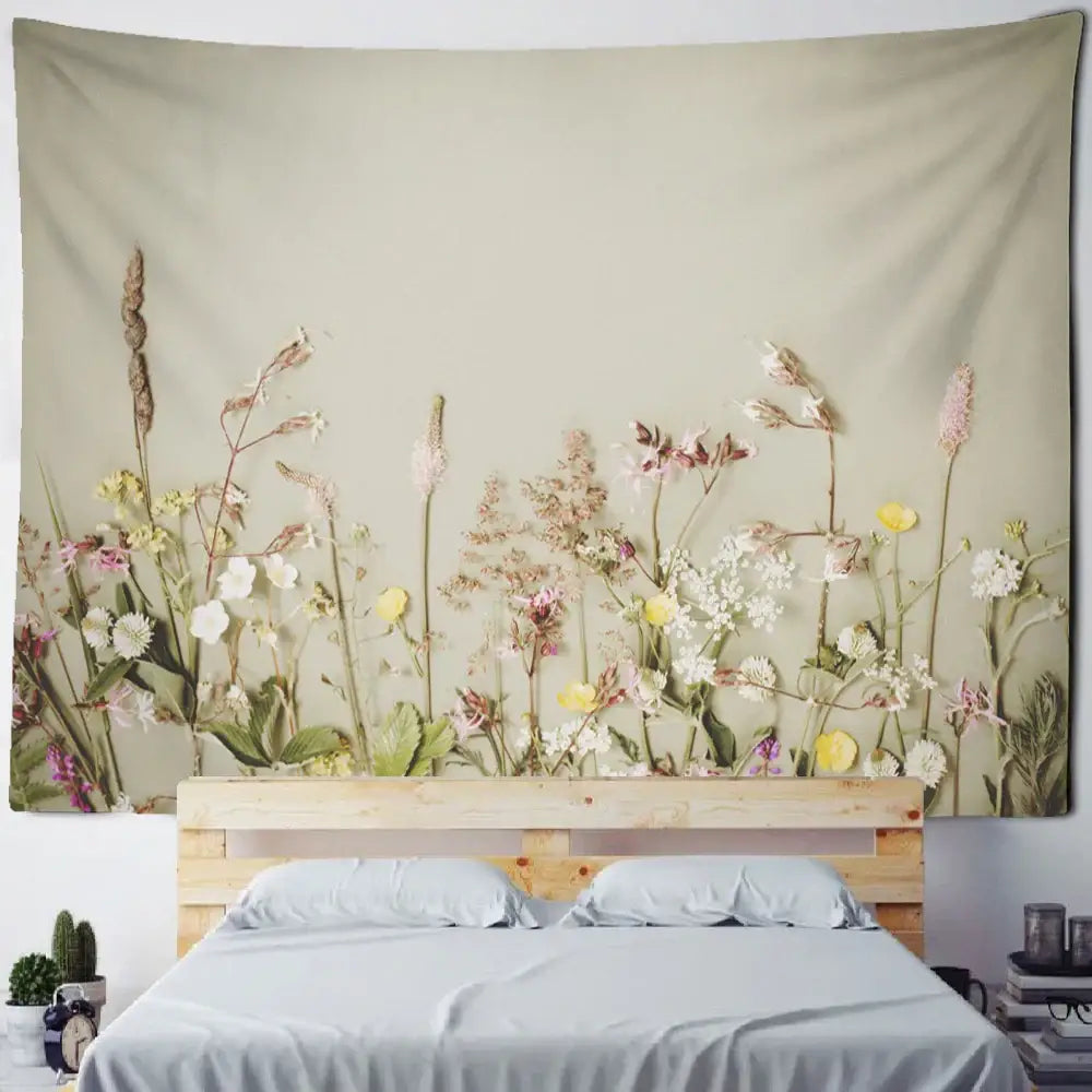 Boho green leaf tapestry bedroom wall hanging decor