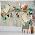 Boho ink lotus koi tapestry bedroom wall art