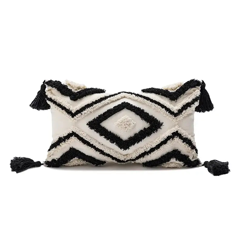 Boho loop tufted geometric pillow cover bedroom tassel cushion