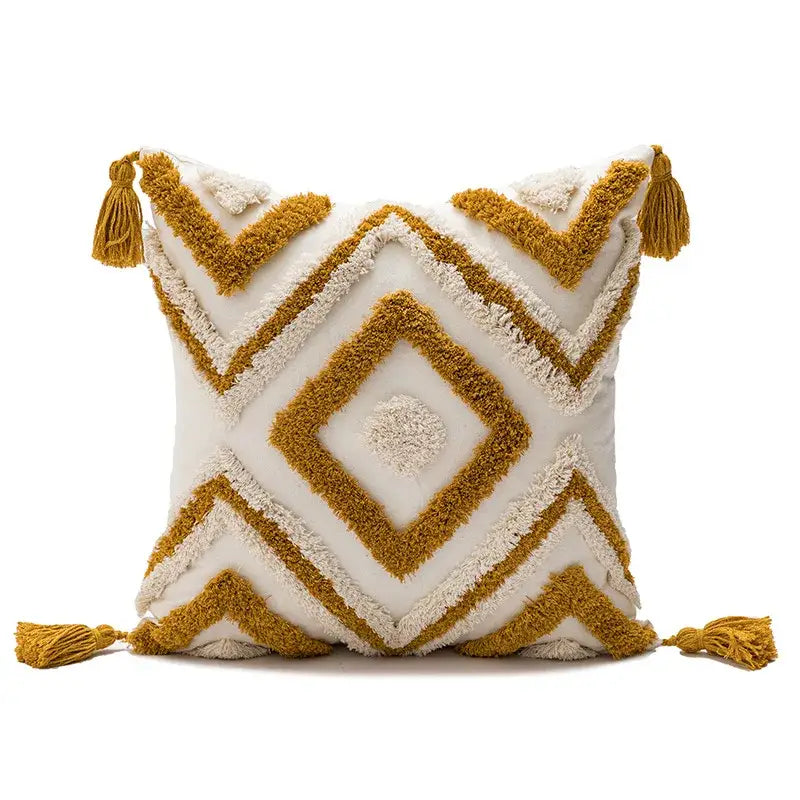 Boho loop tufted geometric pillow cover bedroom tassel cushion