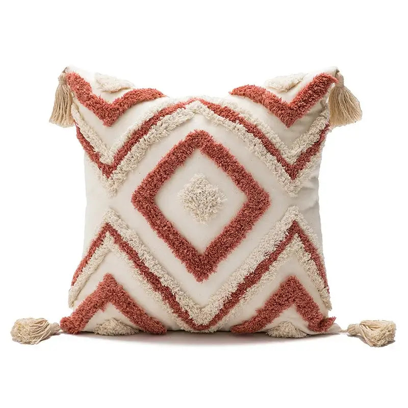 Boho loop tufted geometric pillow cover bedroom tassel cushion