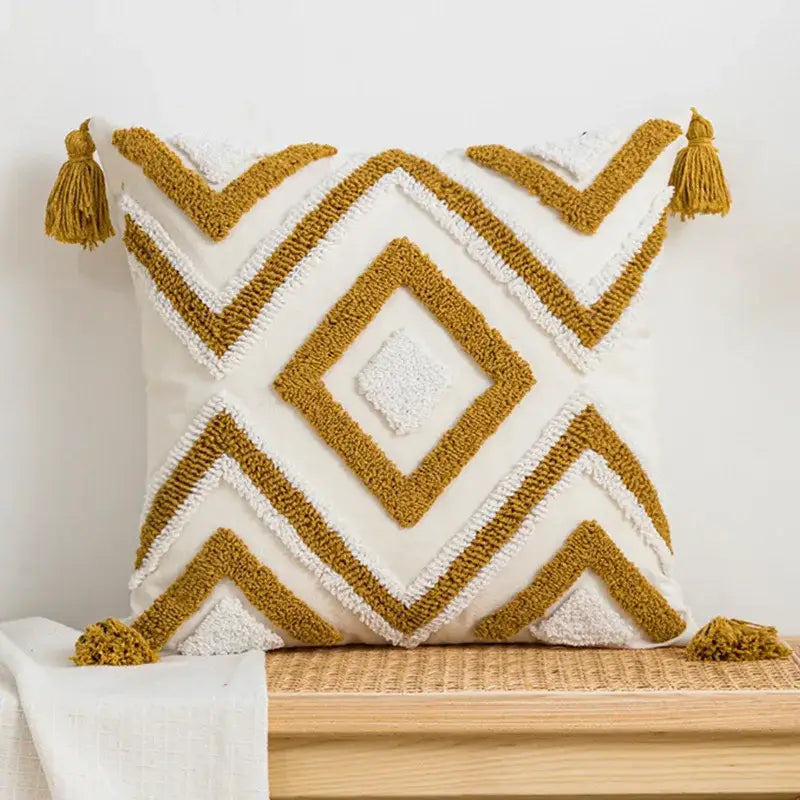 Boho loop tufted geometric pillow cover bedroom tassel cushion