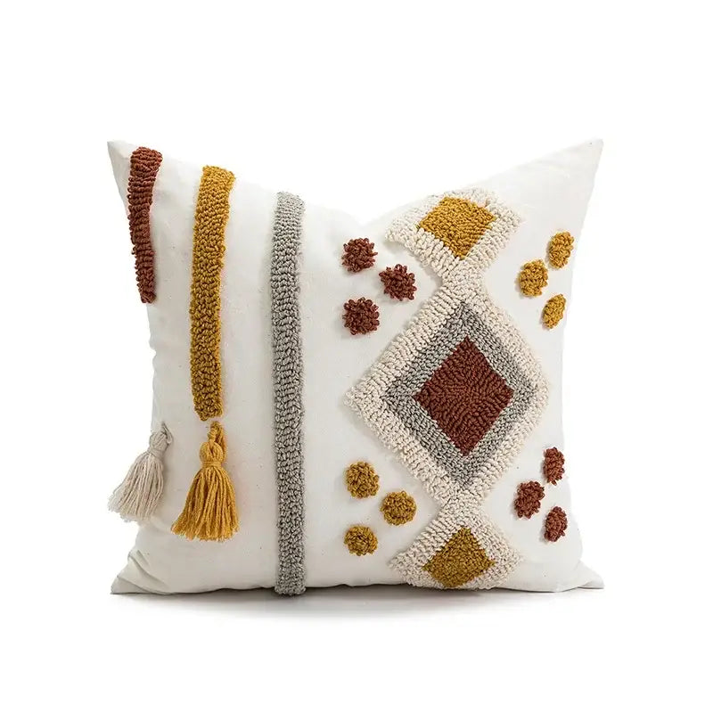 Boho loop tufted geometric pillow cover bedroom tassel cushion