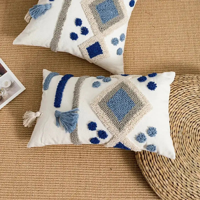 Boho loop tufted geometric pillow cover bedroom tassel cushion