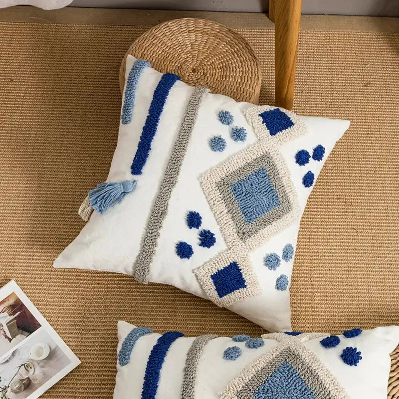Boho loop tufted geometric pillow cover bedroom tassel cushion