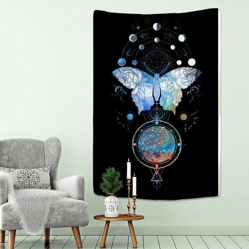 Boho mandala tapestry cosmic dreamcatcher wall hanging bedroom decor