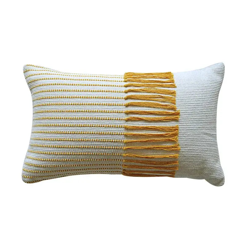 Boho moroccan fringed pillowcase set earthy tones living room decor