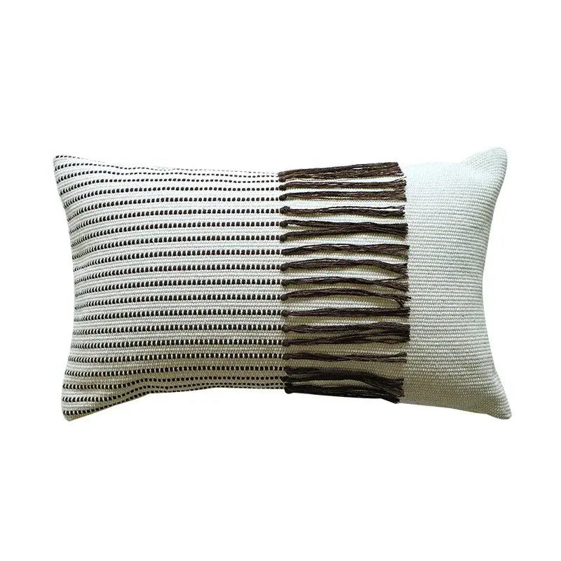Boho moroccan fringed pillowcase set earthy tones living room decor