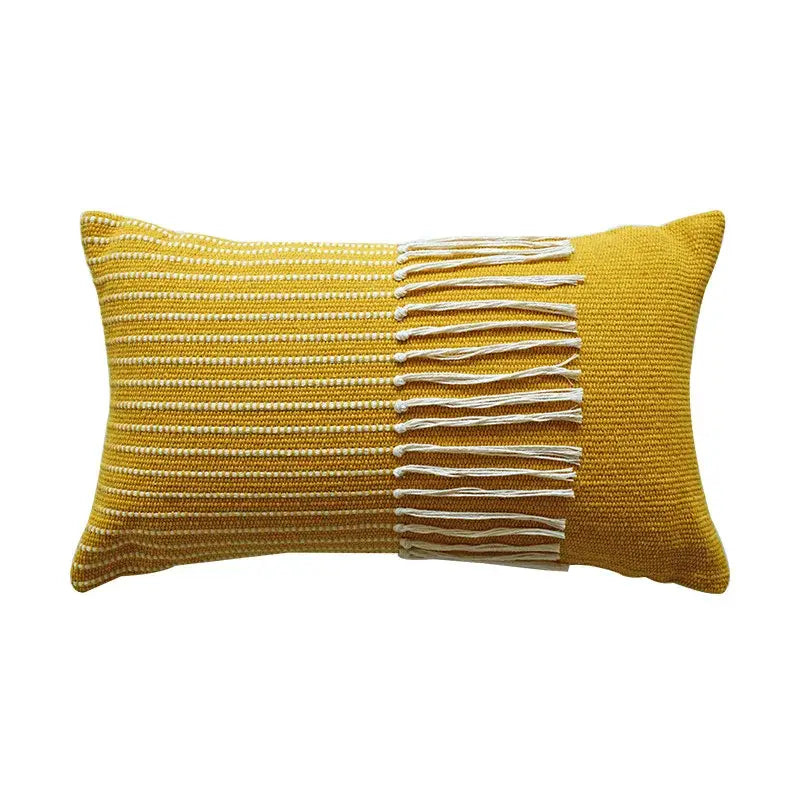 Boho moroccan fringed pillowcase set earthy tones living room decor