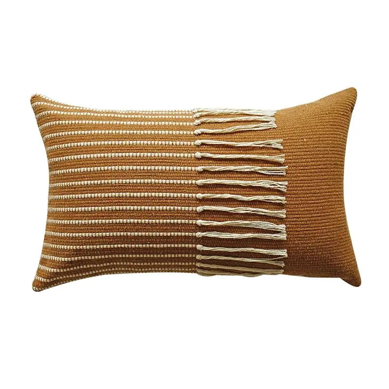 Boho moroccan fringed pillowcase set earthy tones living room decor